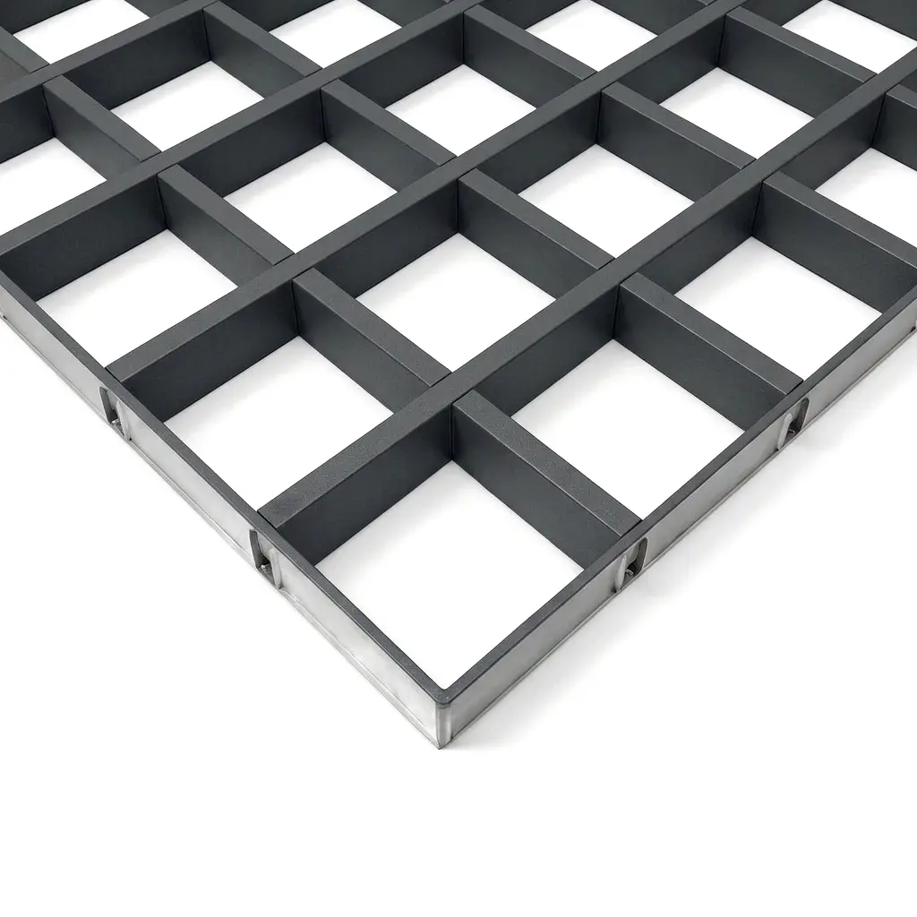 Потолок Грильято GL15 120×120 графит RAL 7024